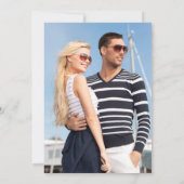 Nautical Blue Stripes Nodig G Foto terug Kaart (Achterkant)