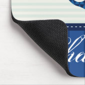 Nautical Blue Stripes Pattern Anchor Custom Name Muismat (Hoek)