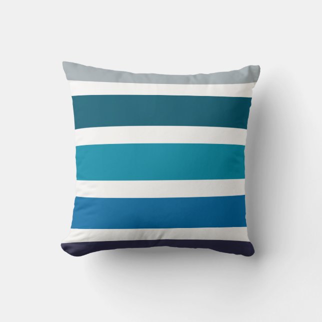 Nautical Blue Stripes Pattern Kussen (Voorkant)