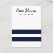 Nautical Blue Stripes Sieraden Oorbel Display Visitekaartje (Voorkant)