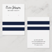 Nautical Blue Stripes Sieraden Oorbel Display Visitekaartje (Voorkant / Achterkant)