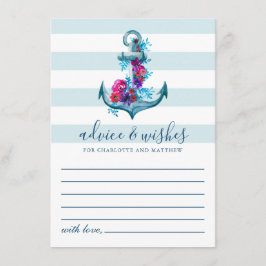 Nautical Blue Stripes Waterverf Anchor Wedding Advieskaart