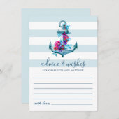 Nautical Blue Stripes Waterverf Anchor Wedding Advieskaart (Voorkant / Achterkant)