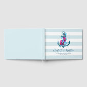 Nautical Blue Stripes Waterverf Anchor Wedding Gastenboek (Volledig)