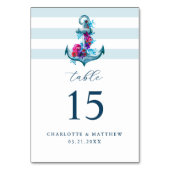Nautical Blue Stripes Waterverf Anchor Wedding Kaart (Voorkant)