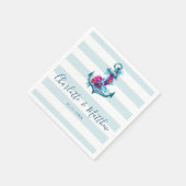 Nautical Blue Stripes Waterverf Anchor Wedding Servet (Hoek)