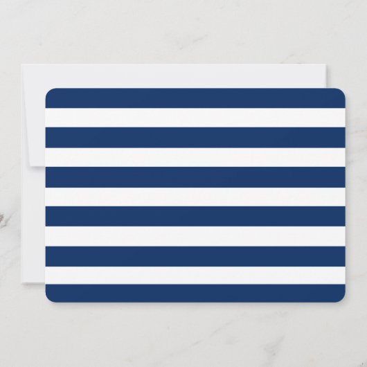 Nautical Blue Stripes Weddenschap Details Invoegen Kaart (Achterkant)