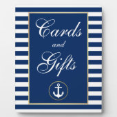 Nautical Blue Stripes Wedding Cards Gifts Fotoplaat (Voorkant)
