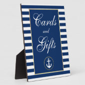 Nautical Blue Stripes Wedding Cards Gifts Fotoplaat (Zijkant)