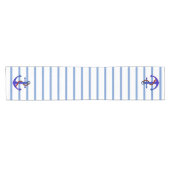 Nautical Blue Stripes with Anchor Table Runner Korte Tafelloper (Horizontaal)