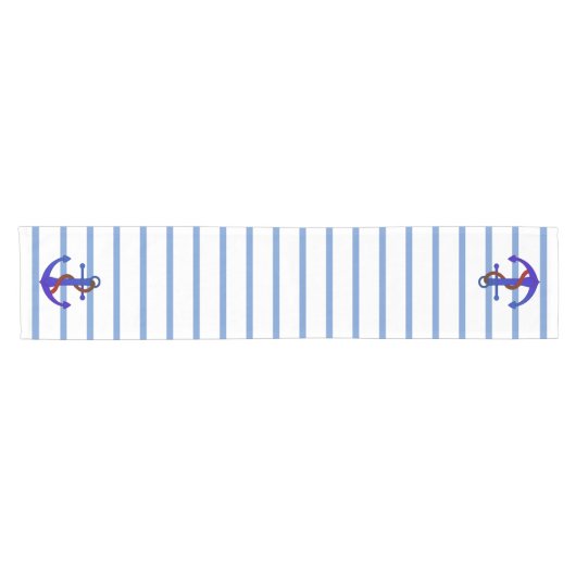 Nautical Blue Stripes with Anchor Table Runner Korte Tafelloper (Horizontaal)