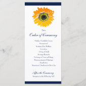 Nautical Blue Stripes Zonnebloem Wedding Programma Programmakaart (Achterkant)