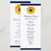 Nautical Blue Stripes Zonnebloem Wedding Programma Programmakaart (Voorkant / Achterkant)