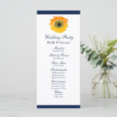 Nautical Blue Stripes Zonnebloem Wedding Programma Programmakaart (Staand voorkant)