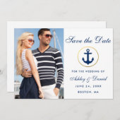 Nautical Blue van het huwelijk sparen de Datum Fot Save The Date (Voorkant / Achterkant)