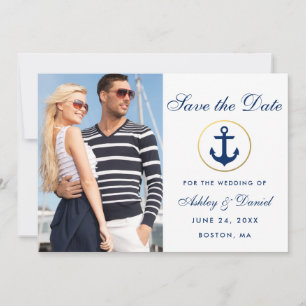 Nautical Blue van het huwelijk sparen de Datum Fot Save The Date