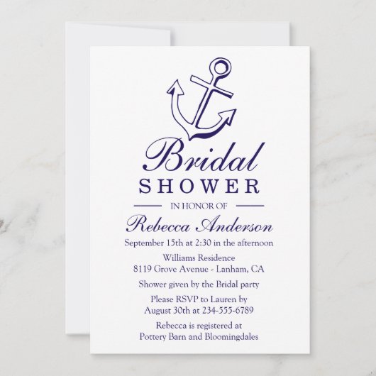 Nautical Blue Vrijgezellenfeest Ship Anchor Sailor Kaart (Voorkant)