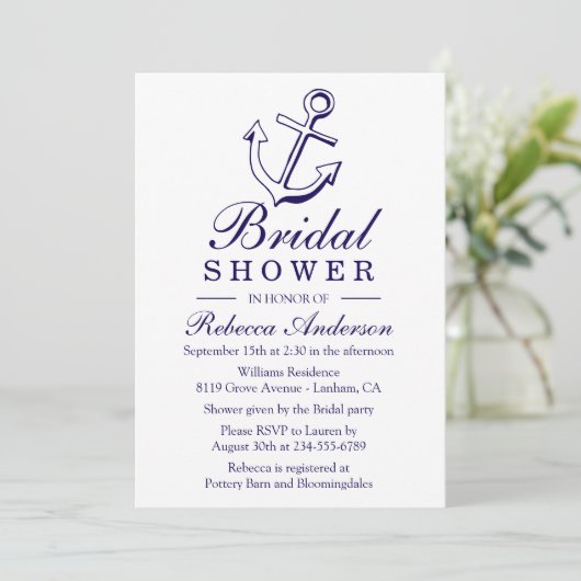 Nautical Blue Vrijgezellenfeest Ship Anchor Sailor Kaart (Staand voorkant)