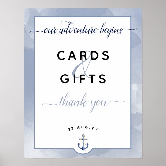 #Nautical Blue #Waterverf Kaarten & Gifts Wedding Poster (Voorkant)