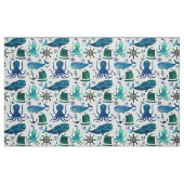 Nautical Blue Waterverf Octopus Shark Stof (Fat Quarter)