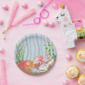 Nautical Blue Waterverf Seashell Beach Weddenschap Papieren Bordje (Feest)