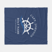 Nautical Blue Wave Navy Kapitein Schip Helm Boot Fleece Deken (Voorkant (Horizontaal))