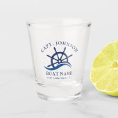 Nautical Blue Wave Navy Kapitein Schip Helm Boot Shot Glas (Voorkant)