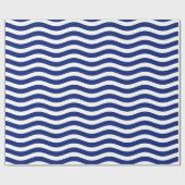 Nautical Blue Wavy Stripes Cadeaupapier (Vlak)