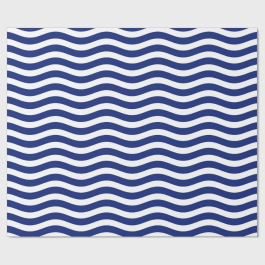 Nautical Blue Wavy Stripes Cadeaupapier (Vlak)