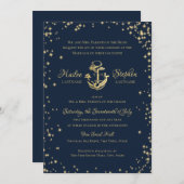 Nautical Blue Wedding Uitnodiging (Voorkant / Achterkant)
