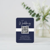 Nautical Blue Wedding Website QR Code Foto RSVP Informatiekaartje (Staand voorkant)