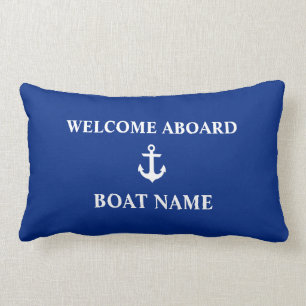 Nautical Blue Welcome Aboard Naam Kussen