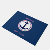 Nautical Blue Welcome Boat Name Stripe personalise Deurmat (Schuin)