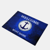 Nautical Blue Welcome Boat Name Stripe personalise Deurmat (Schuin)
