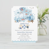 Nautical Blue Whale Ahoy Het is een Jongen Baby sh Kaart (Staand voorkant)