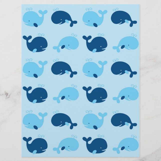 Nautical Blue Whale Baby Scrapbook Paper (Voorkant)