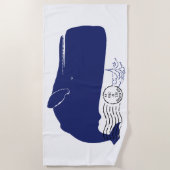 Nautical Blue Whale Postage Monogram Strandlaken (Voorkant)