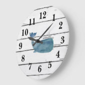 Nautical Blue Whale Ship Rustic Decor Grote Klok (Hoek)