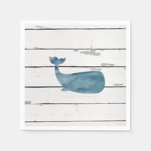 Nautical Blue Whale Ship Rustic Decor Servet (Voorkant)