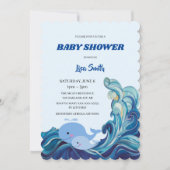 Nautical Blue whales Baby shower Kaart (Voorkant)