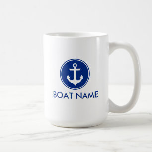 Nautical Blue White Anchor Boat Name Jumbo Mok