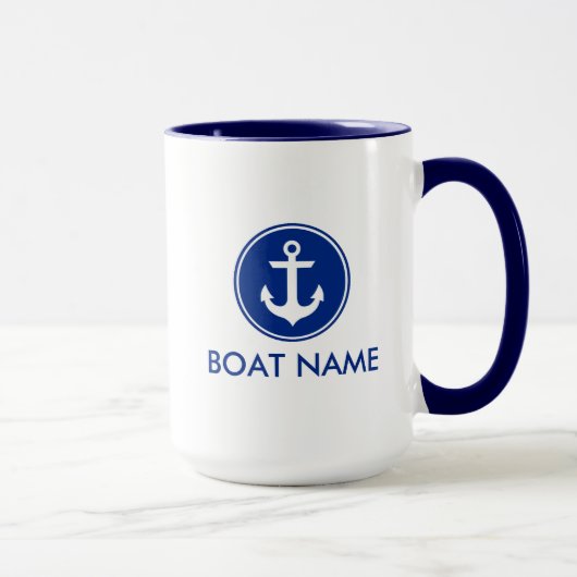 Nautical Blue White Anchor Boat Name Jumbo Mok B (Rechts)