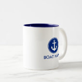 Nautical Blue White Anchor Boat Name Mok WB (Voorkant rechts)