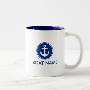 Nautical Blue White Anchor Boat Name Mok WB