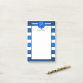 Nautical Blue White Anchor Log Post-it® Notes (Op bureau)