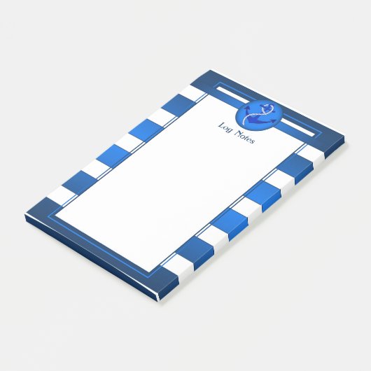 Nautical Blue White Anchor Log Post-it® Notes (Schuin)