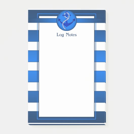 Nautical Blue White Anchor Log Post-it® Notes (Voorkant)