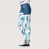 Nautical Blue White Anchor Sailboat Zee Life Beach Leggings (Links)