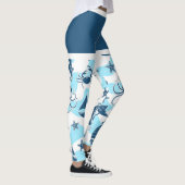 Nautical Blue White Anchor Sailboat Zee Life Beach Leggings (Rechts)