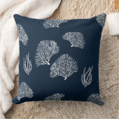 Nautical Blue White Coral Reef Patroon Kussen (Deken)